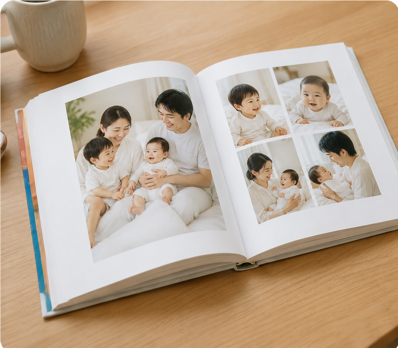 家族の写真をまとめたハードカバーフォトブック